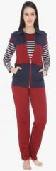 Valentine Maroon Striped Pyjama Set women