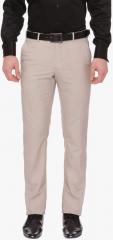 Van Heusen Beige Slim Fit Solid Formal Trousers men