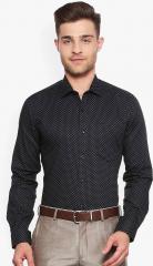 Van Heusen Black Printed Slim Fit Formal Shirt men