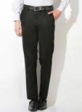 Van Heusen Black Solid Regular Fit Formal Trousers men