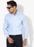 Van Heusen Blue Self Design Regular Fit Formal Shirt Men