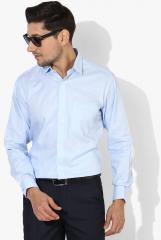 Van Heusen Blue Self Design Regular Fit Formal Shirt men