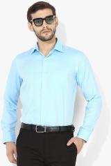 Van Heusen Blue Self Design Slim Fit Formal Shirt men