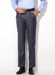 Van Heusen Blue Slim Fit Solid Formal Trousers men