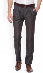 Van Heusen Brown Slim Fit Solid Formal Trousers men