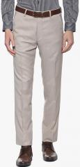 Van Heusen Cream Solid Slim Fit Formal Trouser men