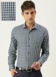 Van Heusen Men Blue & White Slim Fit Checked Casual Shirt