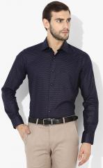 Van Heusen Navy Blue Checked Slim Fit Formal Shirt men