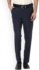 Van Heusen Navy Blue Regular Fit Solid Formal Trousers men