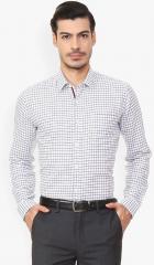 Van Heusen White Checked Slim Fit Formal Shirt men