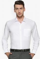 Van Heusen White Self Design Regular Fit Formal Shirt men