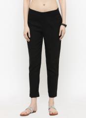 Varanga Black Solid Regular Trousers women