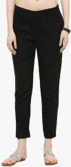 Varanga Black Solid Straight Fit Regular Trouser women