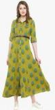 Varanga Green Printed Maxi Dress Women