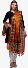 Varanga Orange Printed Dupatta women