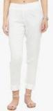 Varanga White Solid Slim Fit Coloured Pants Women