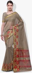 Varkala Silk Sarees Beige Printed Saree women