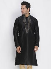 Vastramay Black Solid Straight Kurta men