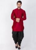 VASTRAMAY Men Maroon Solid Straight Kurta