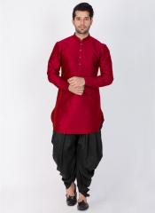 VASTRAMAY Men Maroon Solid Straight Kurta