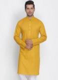 Vastramay Mustard Yellow Solid Straight Kurta Men