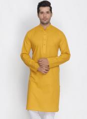 Vastramay Mustard Yellow Solid Straight Kurta men