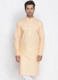 Vastramay Peach Coloured Solid Straight Kurta Men