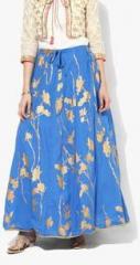 Vedic Blue Printed Cotton Skirts women