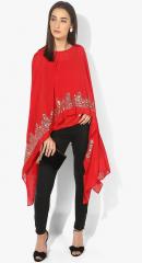 Vedic Red Embellished Kaftan With Inner women