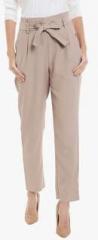 Vero Moda Beige Solid Regular Fit Coloured Pants women