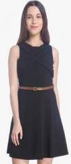 Vero Moda Black Coloured Solid Shift Dress With Belt women