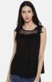 Vero Moda Black Solid Round Neck T Shirt women