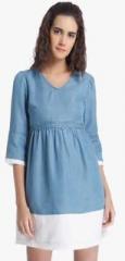 Vero Moda Blue Coloured Solid Shift Dress women