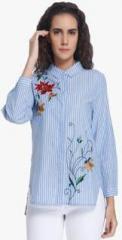 Vero Moda Blue Embroidered Shirt women