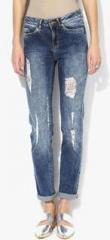 Vero Moda Blue Washed Mid Rise Regular Jeans women