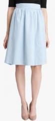 Vero Moda Light Blue Solid Flared Skirt women