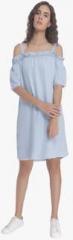 Vero Moda Light Blue Solid Shift Dress women