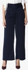 Vero Moda Navy Blue Solid Regular Fit Palazzo women