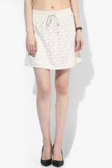 Vero Moda Off White Solid A Line Skirt women