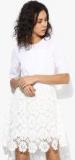 Vero Moda Off White Solid Skater Dress Women