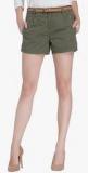 Vero Moda Olive Solid Shorts With Belt women