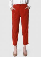 Vero Moda Rust Orange Solid Cropped Trouser women