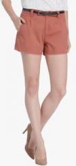 Vero Moda Rust Solid Shorts With Belt women