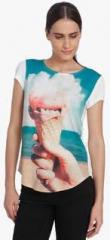 Vero Moda White Printed T Shirt women