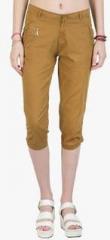 Vibe Khaki Cotton Capri