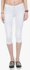 Vibe White Cotton Capri