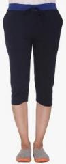 Vimal Navy Blue Solid Capris women