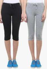 Vimal Pack Of 2 Multicoloured Solid Capri women