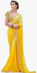 Vipul Yellow Embellished Saree women