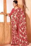 Vishal Georgette Red Saree Women